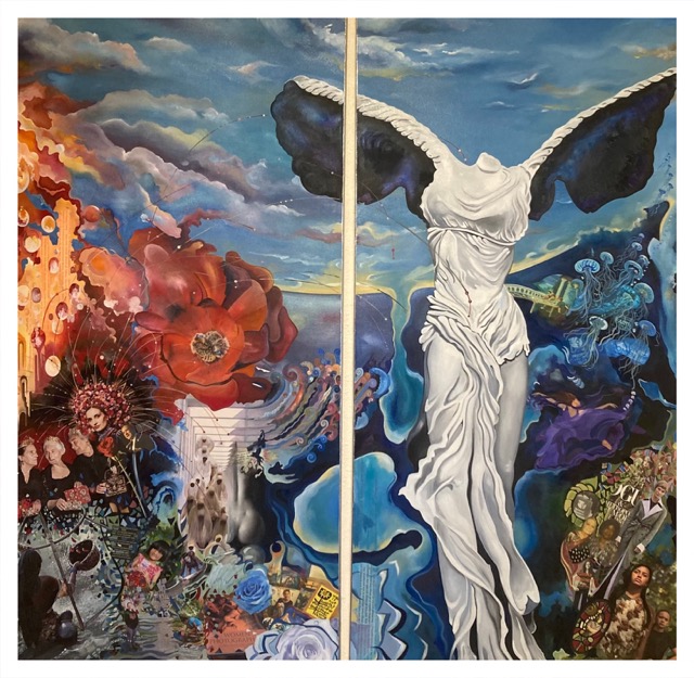 What Is a Woman... (double canvas)  24x48 ~ 2023