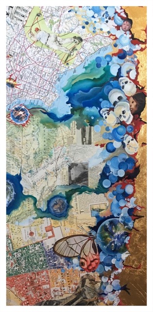 Time #7 ~ Maps Through Time 18x36 ~ 2017